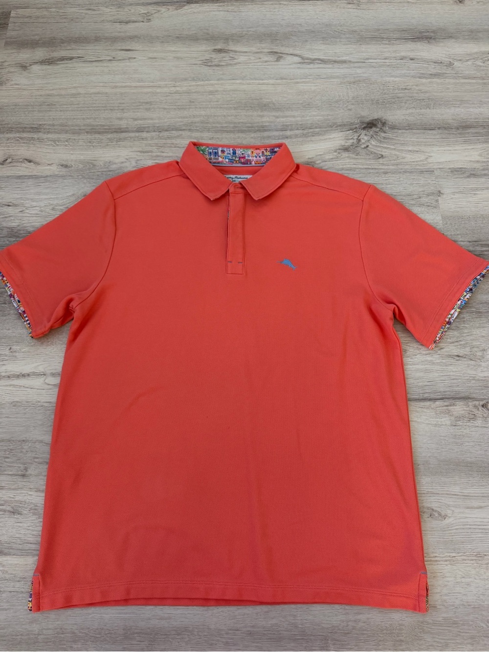 Tommy Bahama Coral Short-Sleeve Polo with Blue Logo